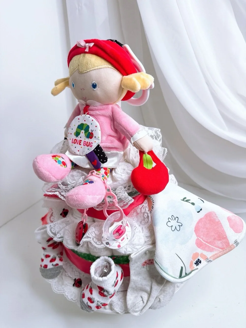 Strawberry Diaper cake, Love Bug Cake, Fruit Theme